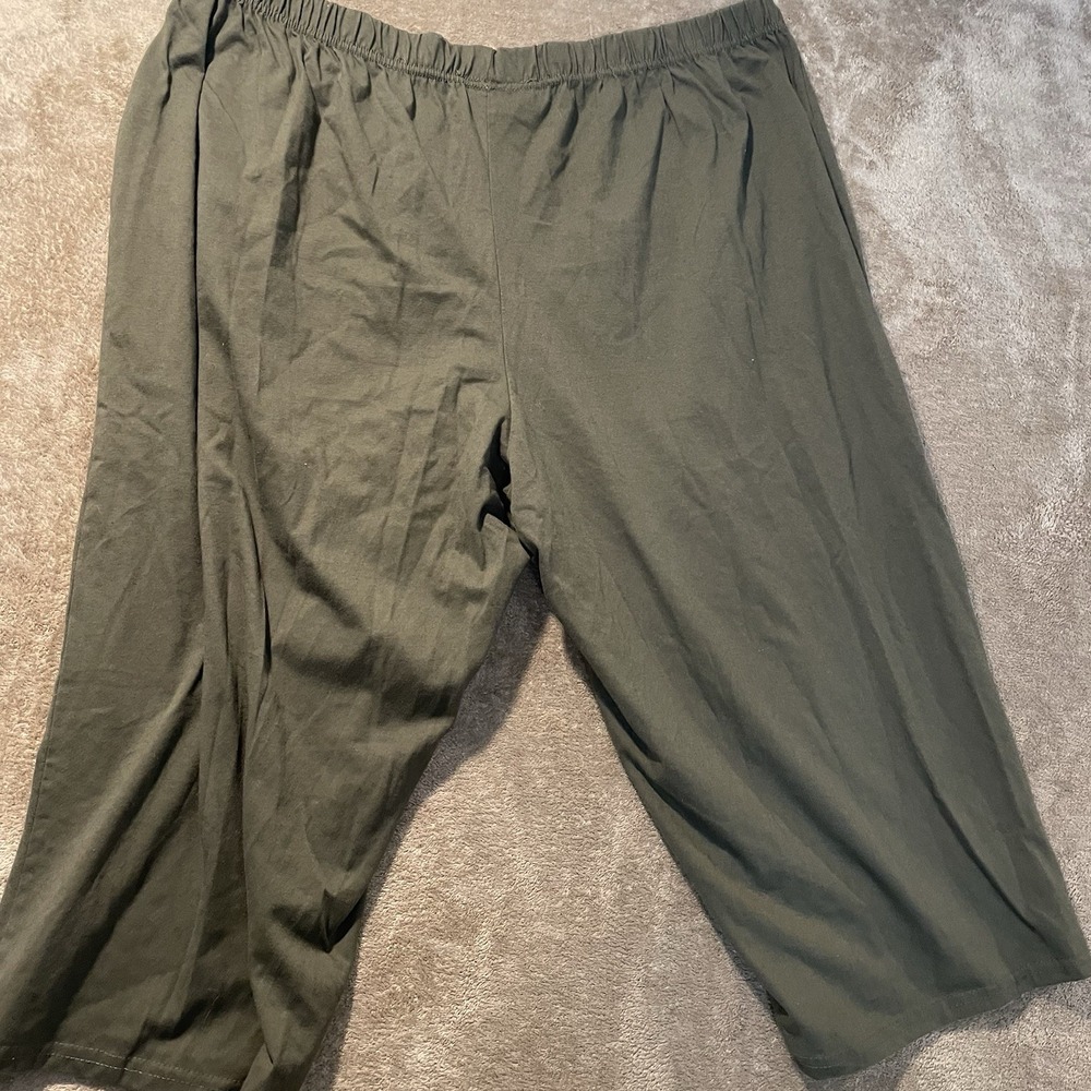 Woman Within Sweatpants Womens 3X Olive Green Stretch Cropped Capri Wide Leg - Picture 4 of 7